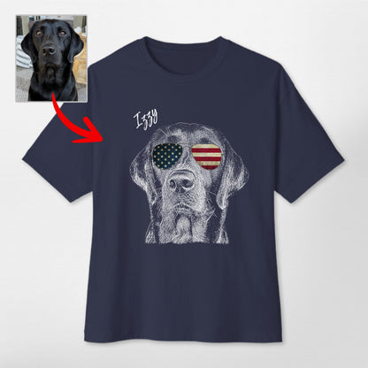 Custom Dogface with Glasses Oversized T-Shirt, custom pet portrait gift for pet lovers (view 3)