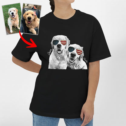 Custom Dogface with Glasses Oversized T-Shirt for, custom pet portrait gift for pet lovers (view 2)