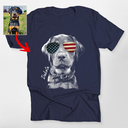 Custom Dogface with Glasses T-Shirt for Dad, custom pet portrait gift for pet lovers (view 4)