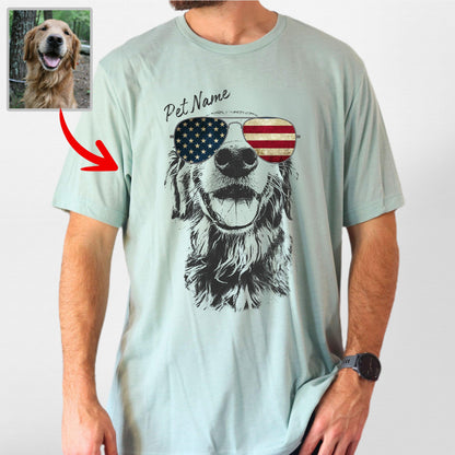 Custom Dogface with Glasses T-Shirt for Dad, custom pet portrait gift for pet lovers (view 13)