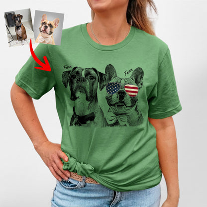 Custom Dogface with Glasses T-Shirt for Moms, custom pet portrait gift for pet lovers (view 11)