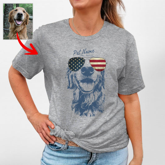 Custom Dogface with Glasses T-Shirt for Moms, custom pet portrait gift for pet lovers