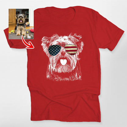 Custom Dogface with Glasses T-Shirt for Moms, custom pet portrait gift for pet lovers (view 3)