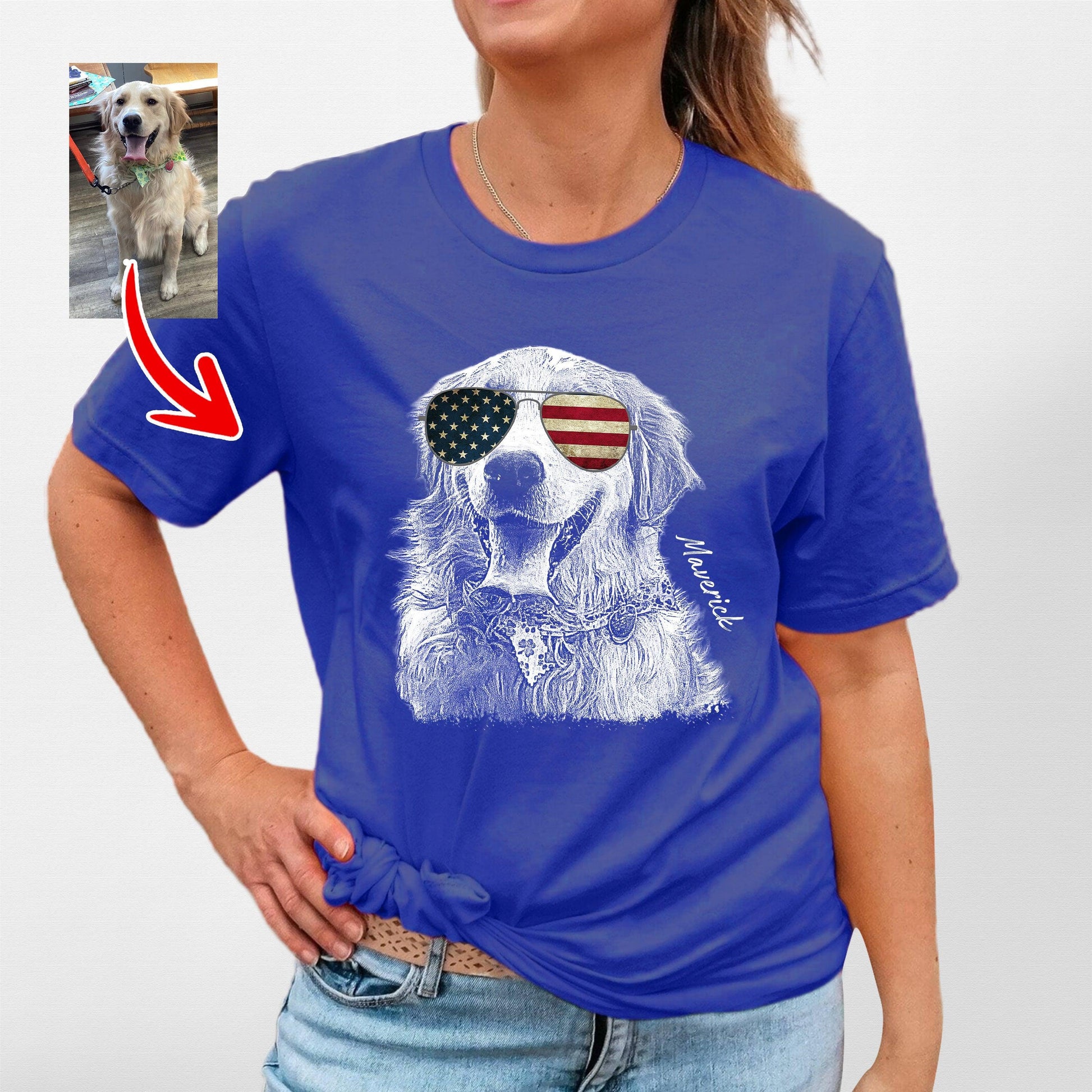 Custom Dogface with Glasses T-Shirt for Moms, custom pet portrait gift for pet lovers (view 10)