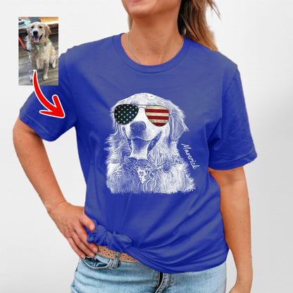 Custom Dogface with Glasses T-Shirt for Moms, custom pet portrait gift for pet lovers (view 10)