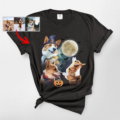 Custom Dogs Halloween T-Shirt Spooky Dog Costume T, custom pet portrait gift for pet lovers