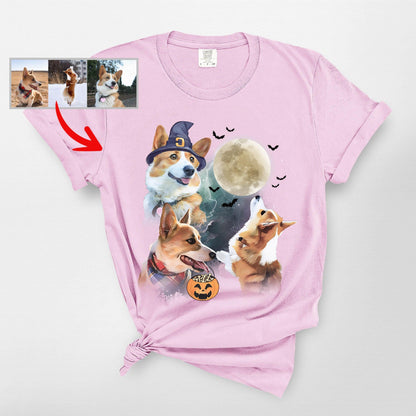 Custom Dogs Halloween T-Shirt Spooky Dog Costume T, custom pet portrait gift for pet lovers (view 2)