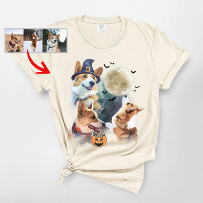 Custom Dogs Halloween T-Shirt Spooky Dog Costume T, custom pet portrait gift for pet lovers (view 6)