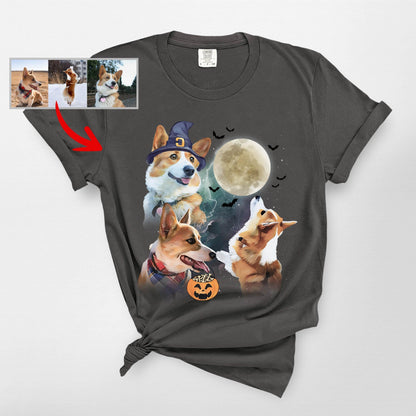 Custom Dogs Halloween T-Shirt Spooky Dog Costume T, custom pet portrait gift for pet lovers (view 9)