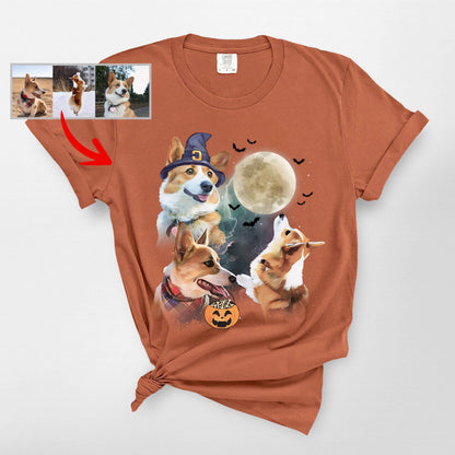 Custom Dogs Halloween T-Shirt Spooky Dog Costume T, custom pet portrait gift for pet lovers (view 11)