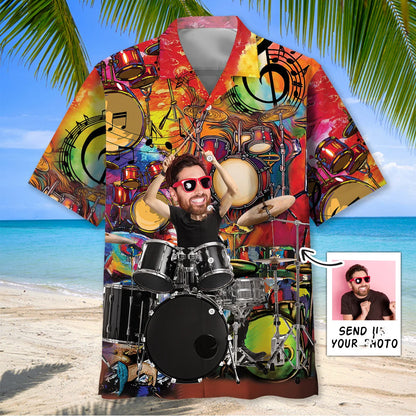 Custom Face Vintage Drum Hawaiian Shirt