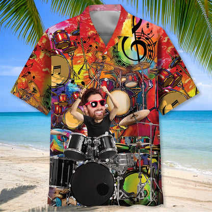 Custom Face Vintage Drum Hawaiian Shirt