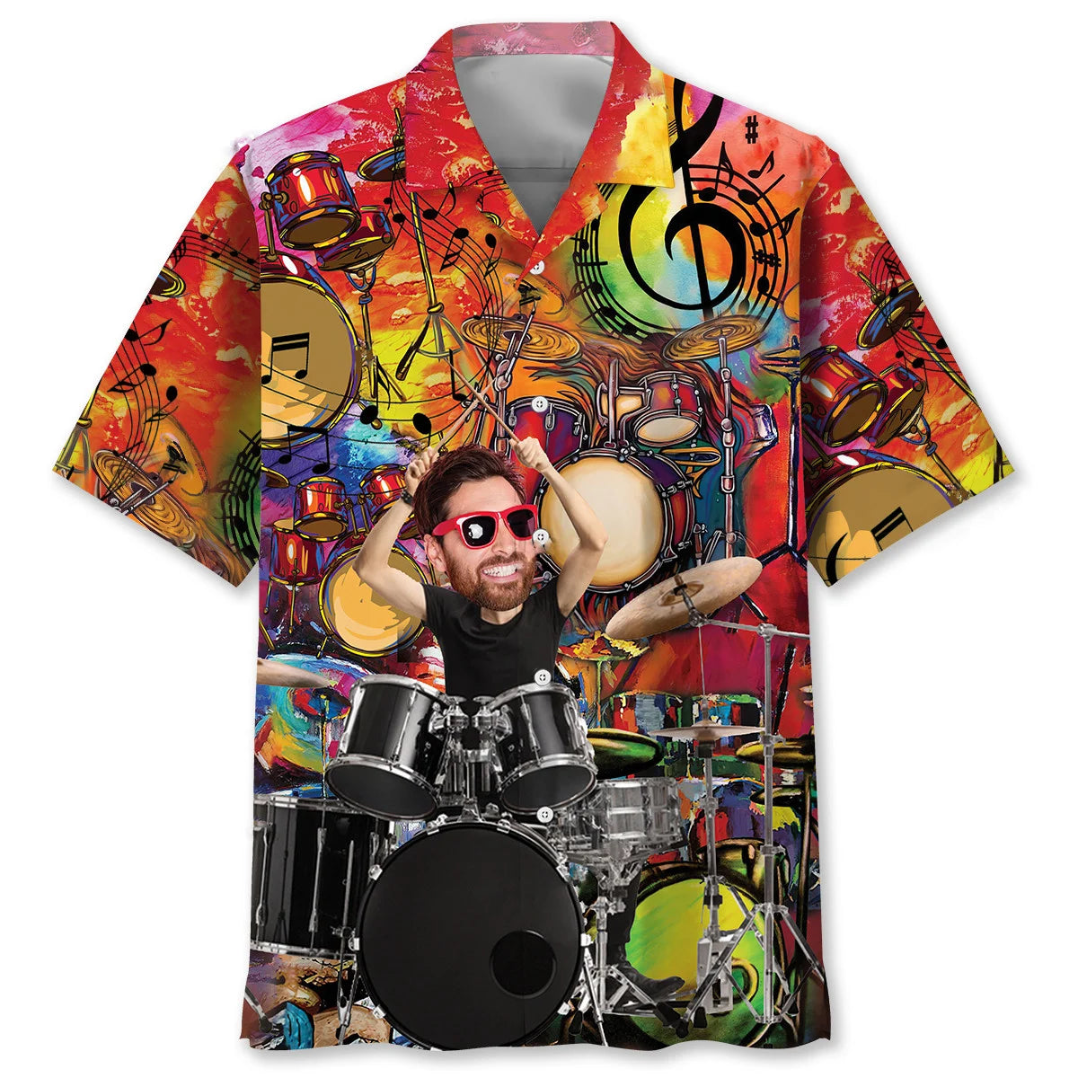 Custom Face Vintage Drum Hawaiian Shirt