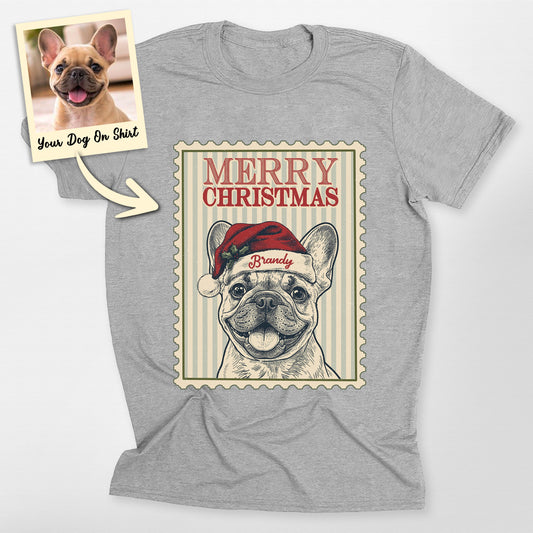 Custom French Bulldog Shirt Portage Stamp Bella Ca, custom pet portrait gift for pet lovers