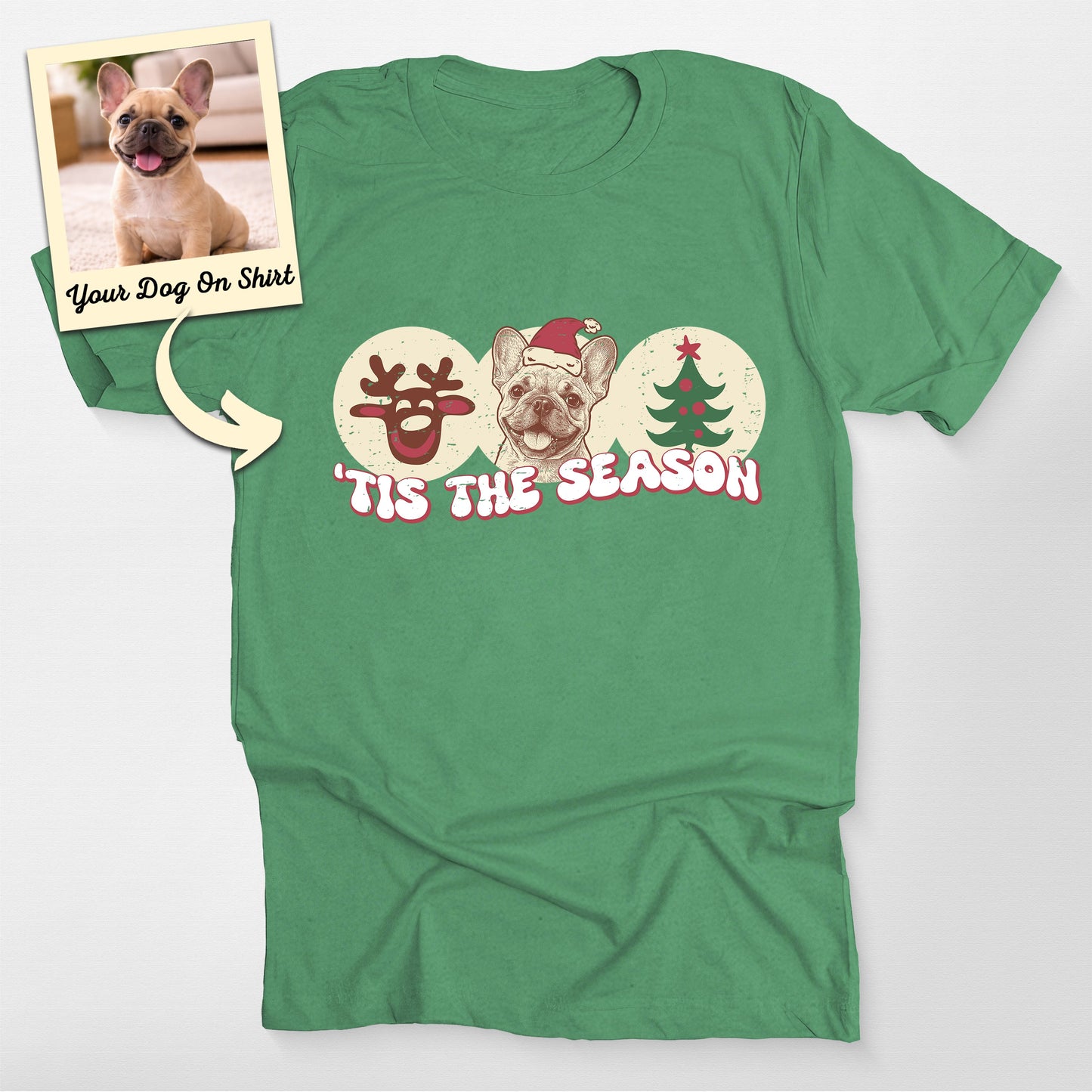 Custom French Bulldog Shirt Tis the Season Bella C, custom pet portrait gift for pet lovers (view 2)