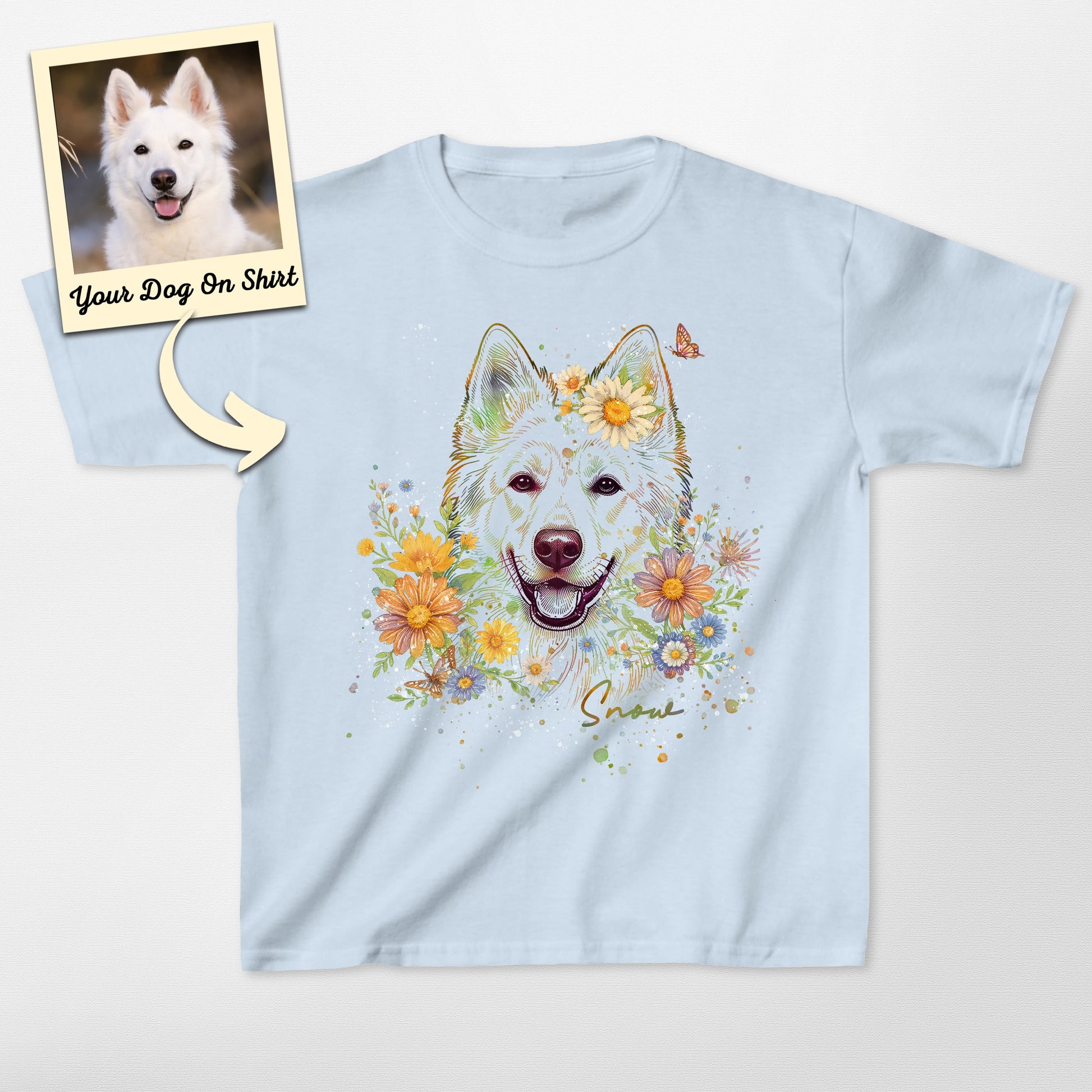 Custom German Shepherd Colorful Floral Kid Shirt