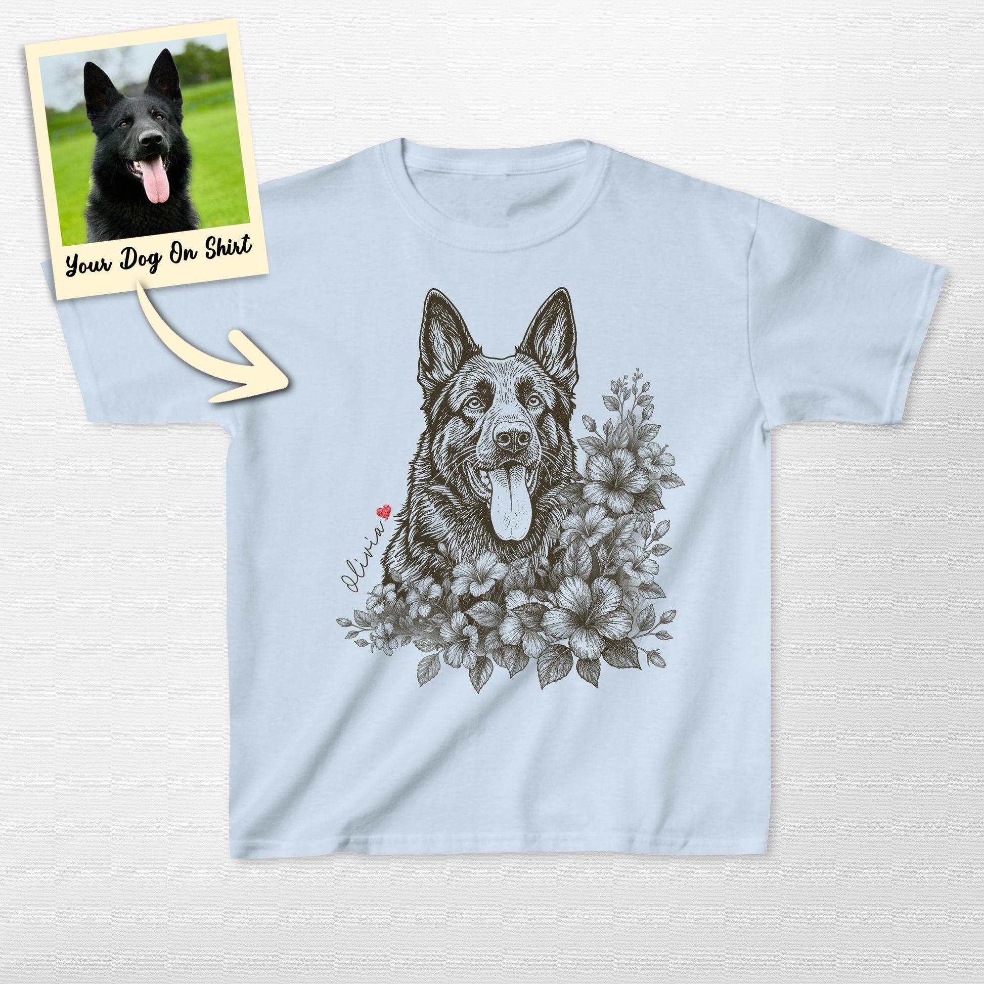 Custom German Shepherd Shirts Floral Gildan Kids