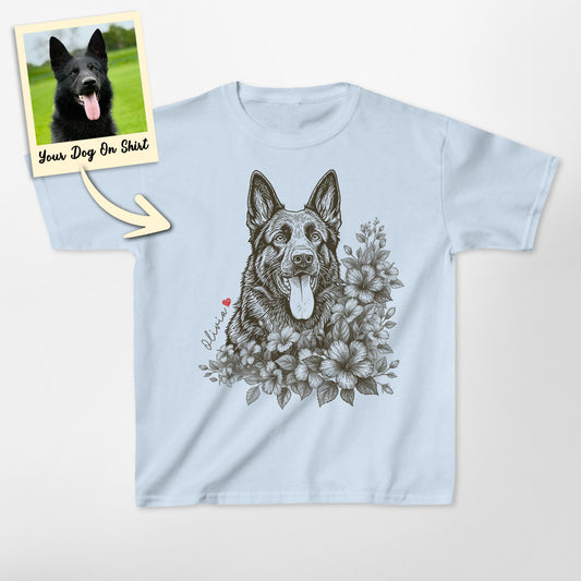 Custom German Shepherd Shirts Floral Gildan Kids