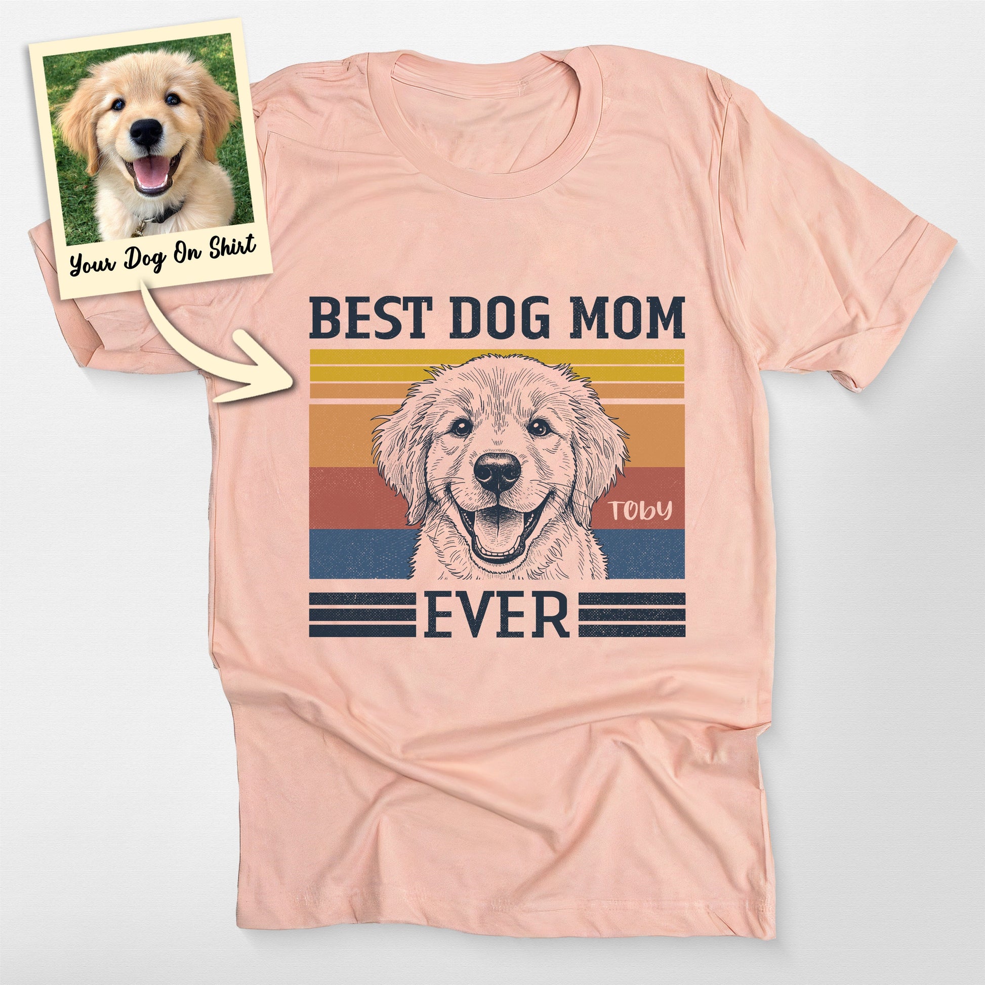 Custom Golden Retriever Shirt Best Dog Mom Bella C, custom pet portrait gift for pet lovers (view 3)