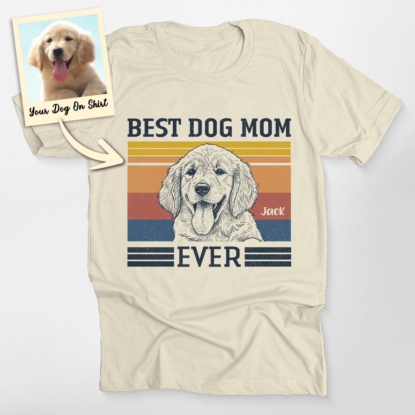 Custom Golden Retriever Shirt Best Dog Mom Bella C, custom pet portrait gift for pet lovers (view 4)
