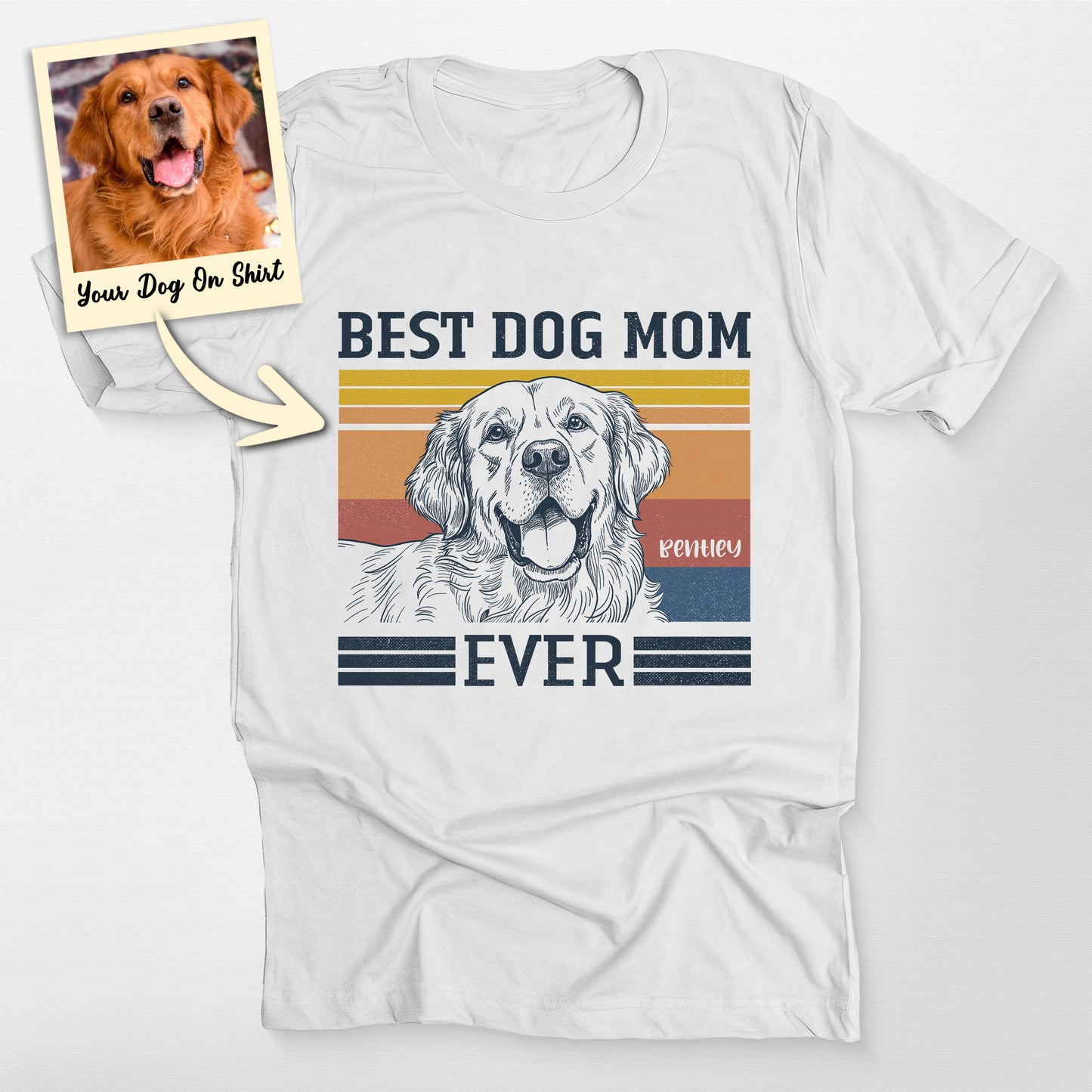 Custom Golden Retriever Shirt Best Dog Mom Bella C, custom pet portrait gift for pet lovers (view 5)
