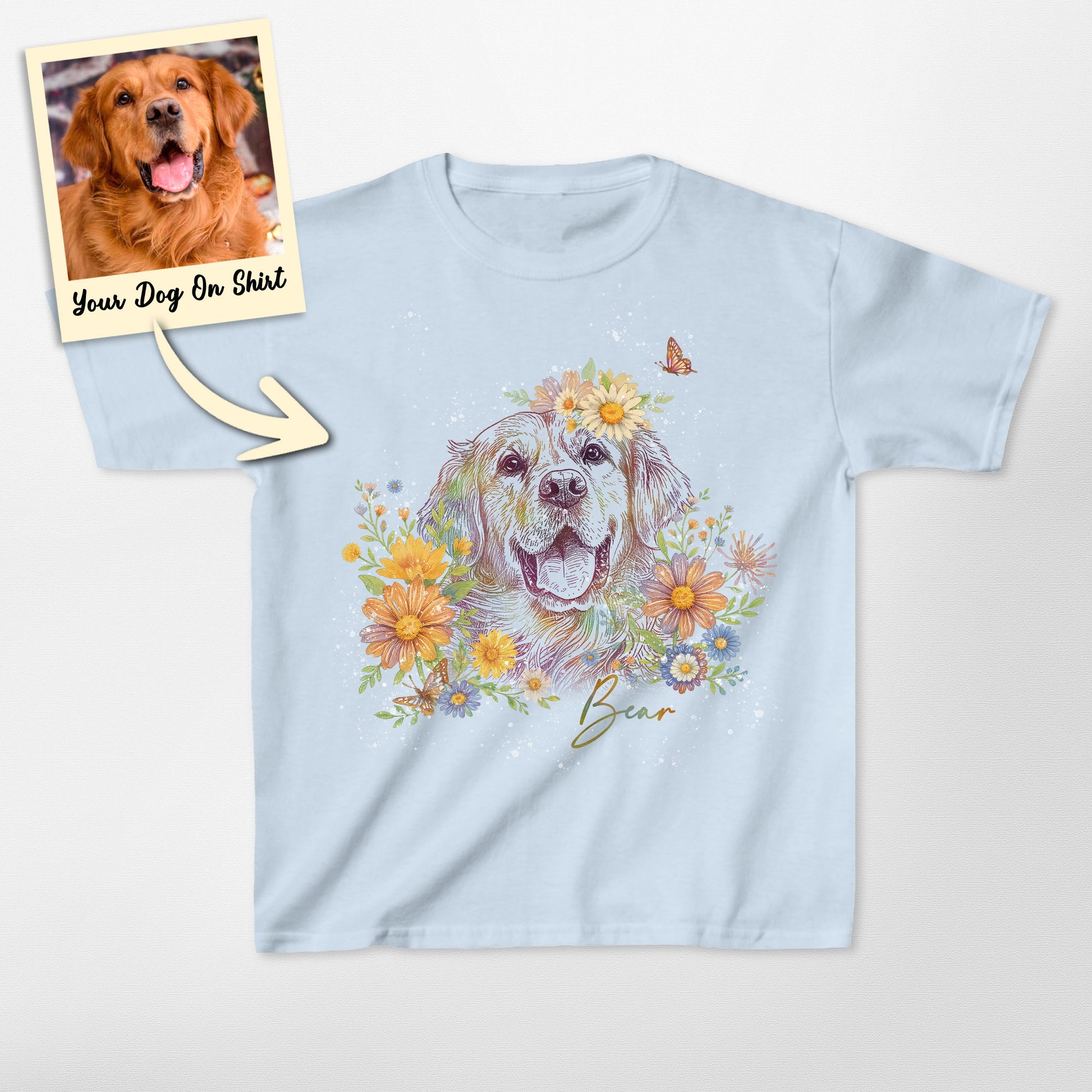 Custom Golden Retriever Shirts Colorful Floral Gil
