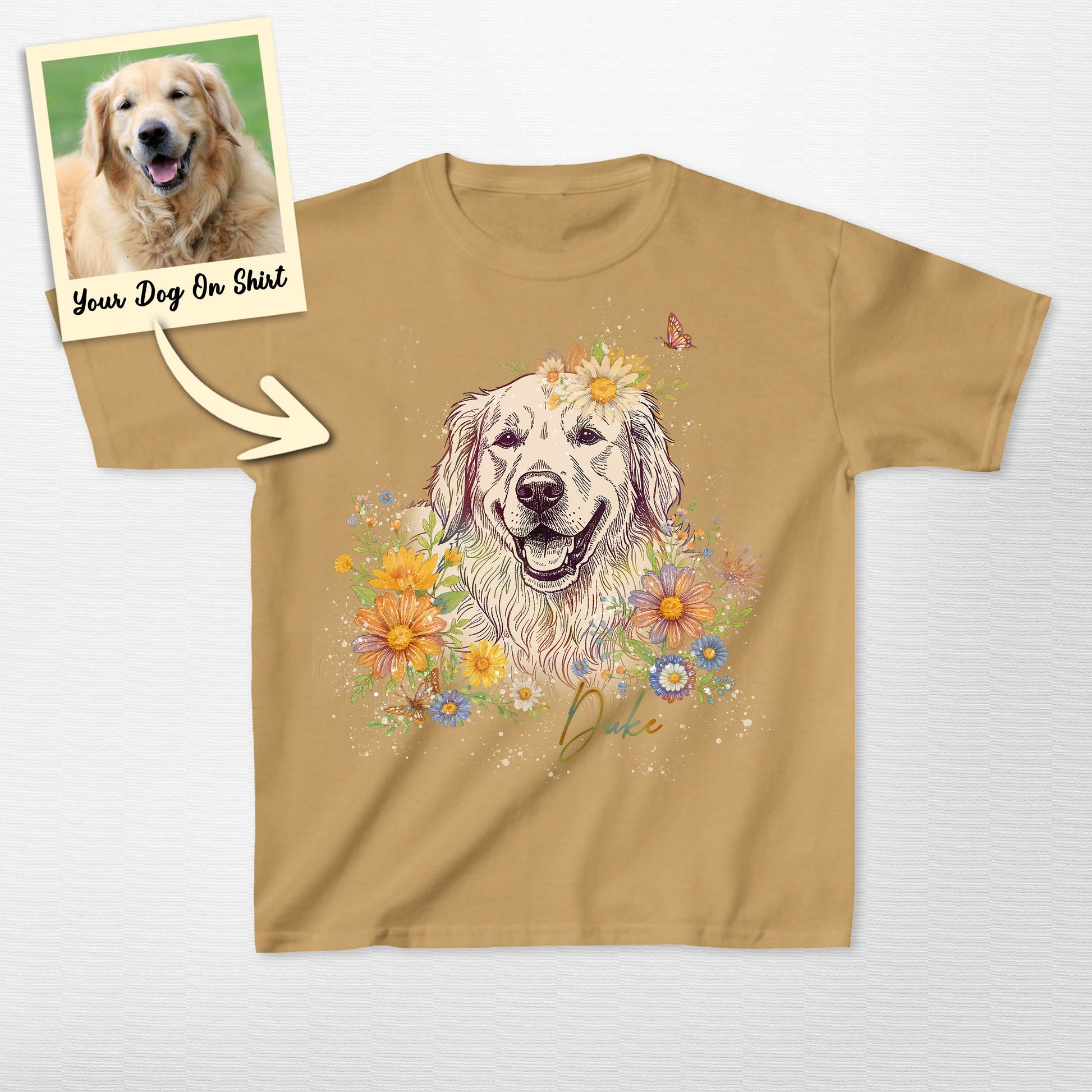 Custom Golden Retriever Shirts Colorful Floral Gil (view 5)