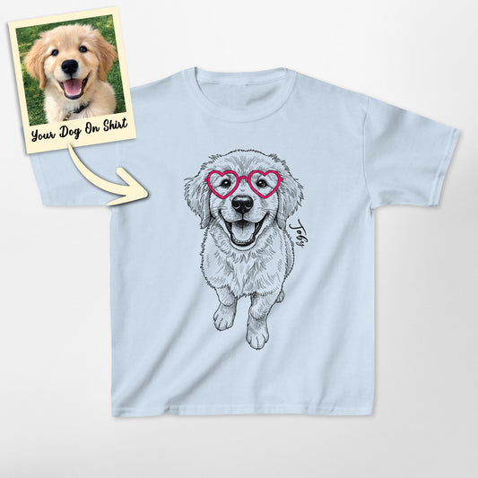 Custom Golden Retriever Shirts Heart Glasses Gilda