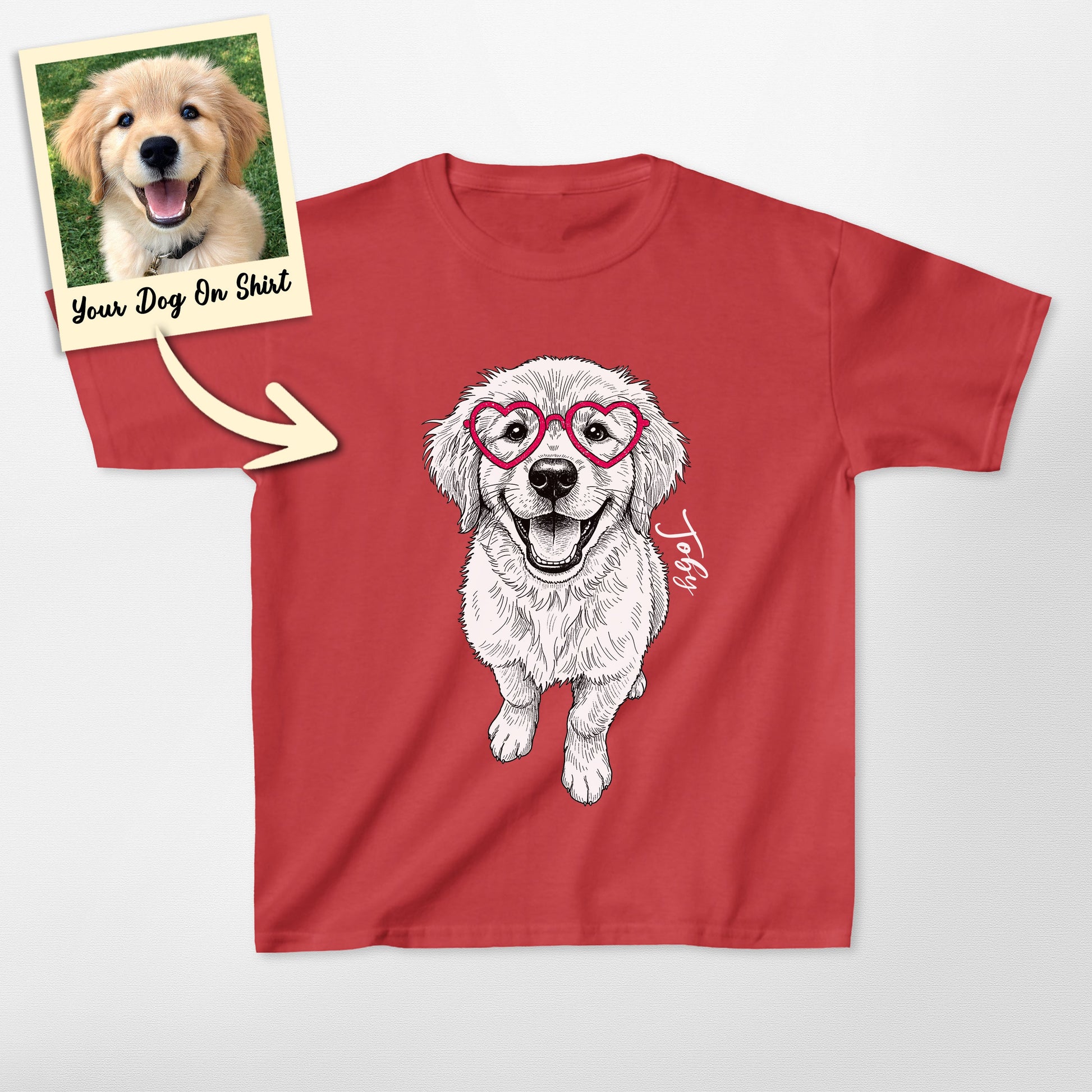 Custom Golden Retriever Shirts Heart Glasses Gilda (view 3)