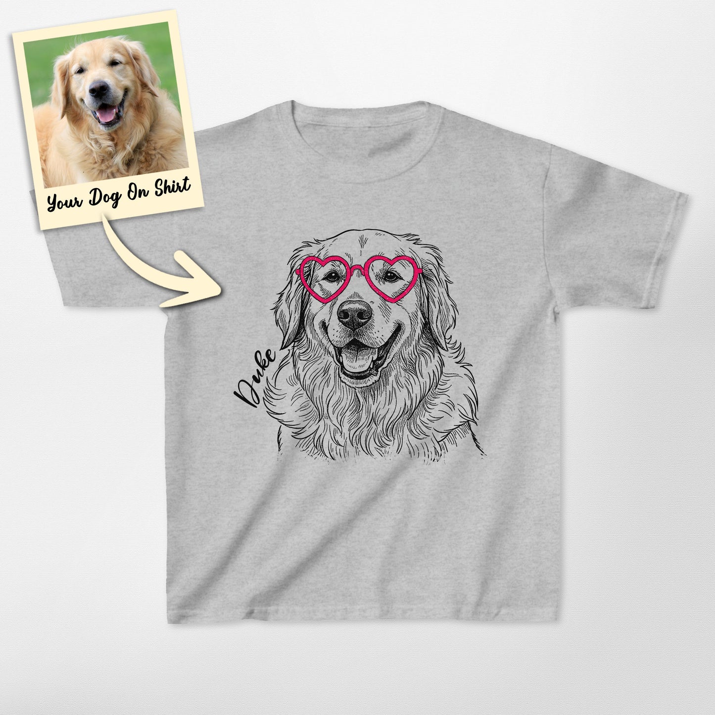 Custom Golden Retriever Shirts Heart Glasses Gilda (view 4)