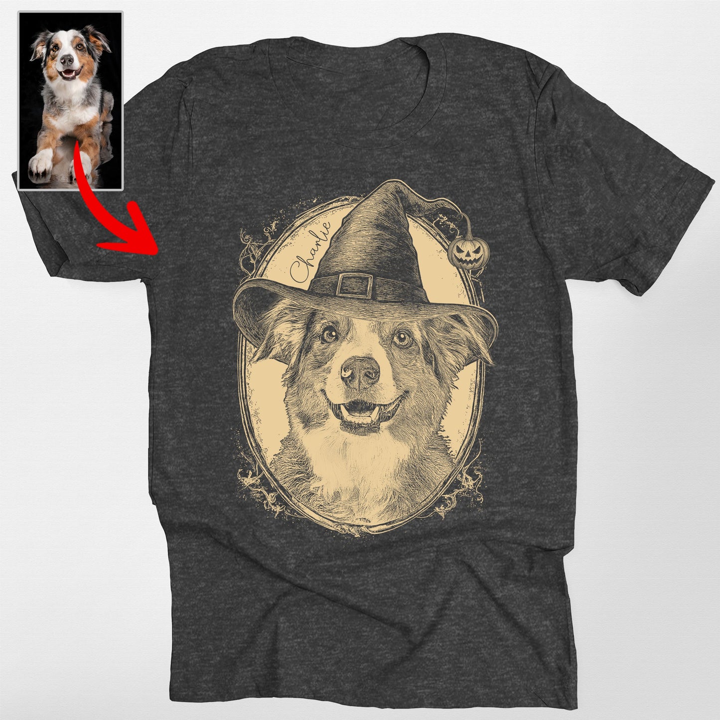 Custom Halloween Witch Hat Bella Canvas Shirt (view 2)