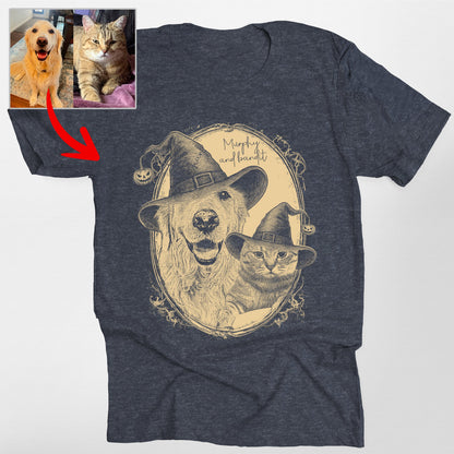 Custom Halloween Witch Hat Bella Canvas Shirt (view 3)