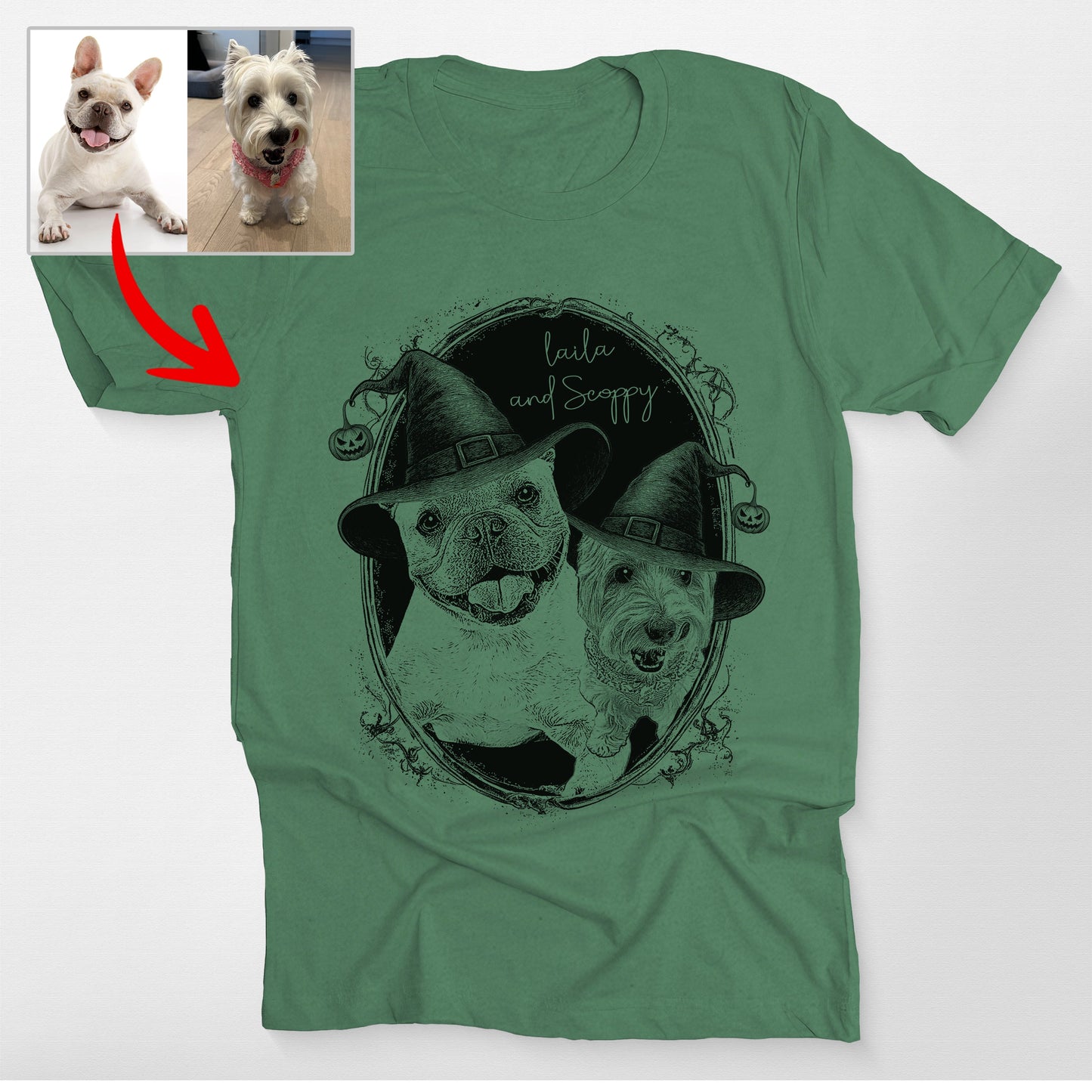 Custom Halloween Witch Hat Bella Canvas Shirt (view 4)