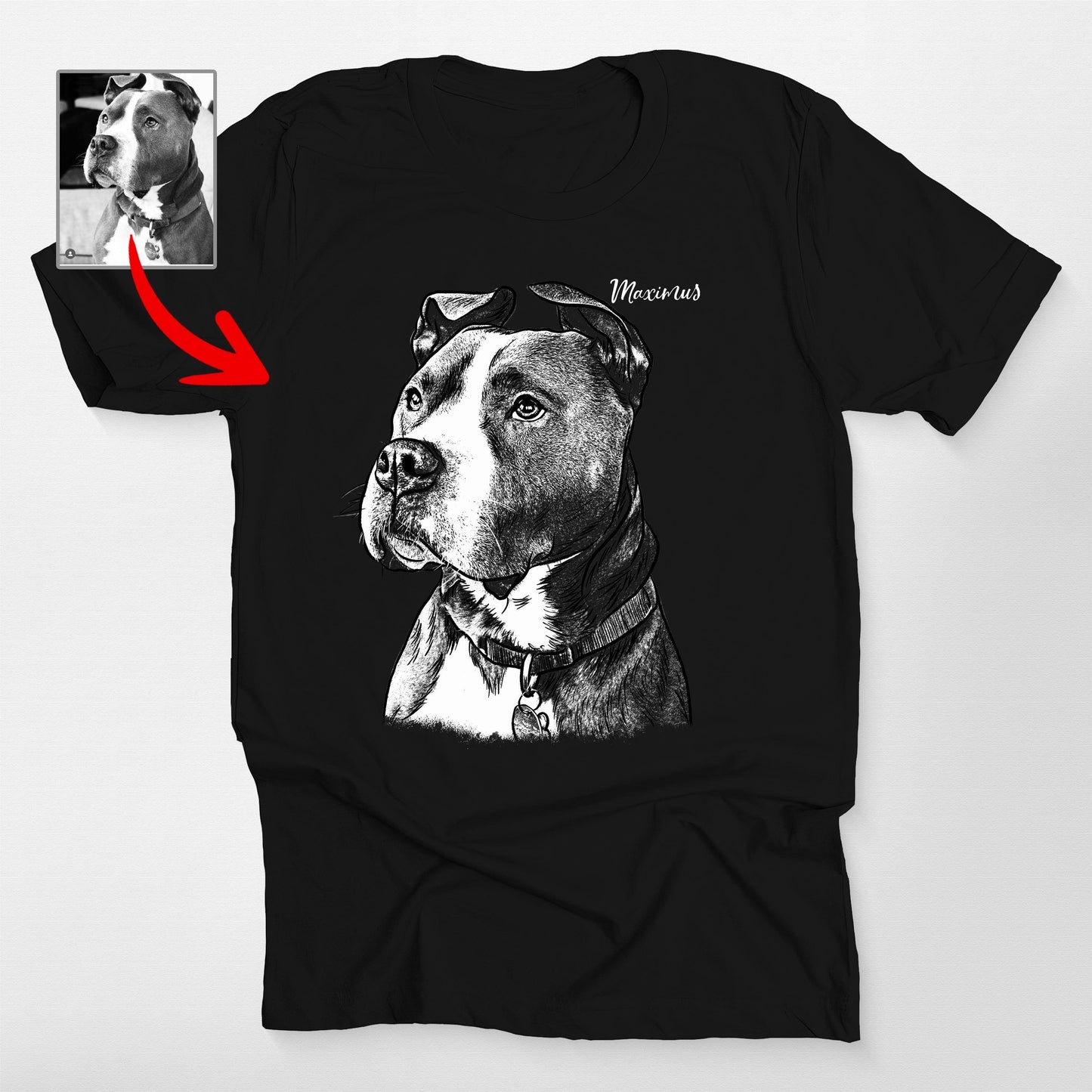 Custom Hand Drawn Dog Sketch Bella Canvas Shirt Fo, custom pet portrait gift for pet lovers (view 2)