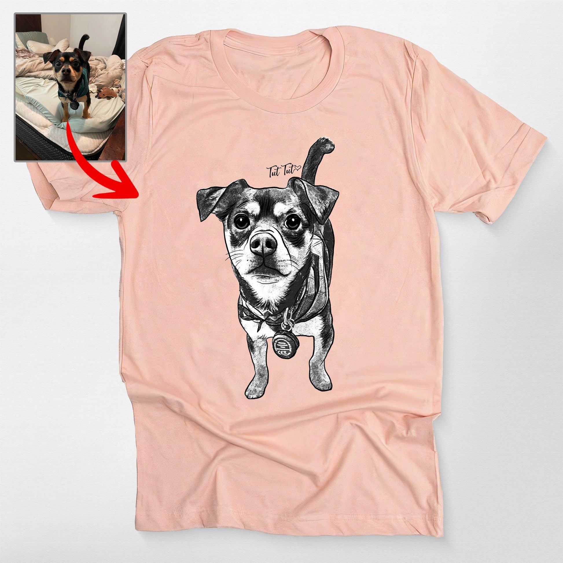 Custom Hand Drawn Dog Sketch Bella Canvas Shirt Fo, custom pet portrait gift for pet lovers (view 4)