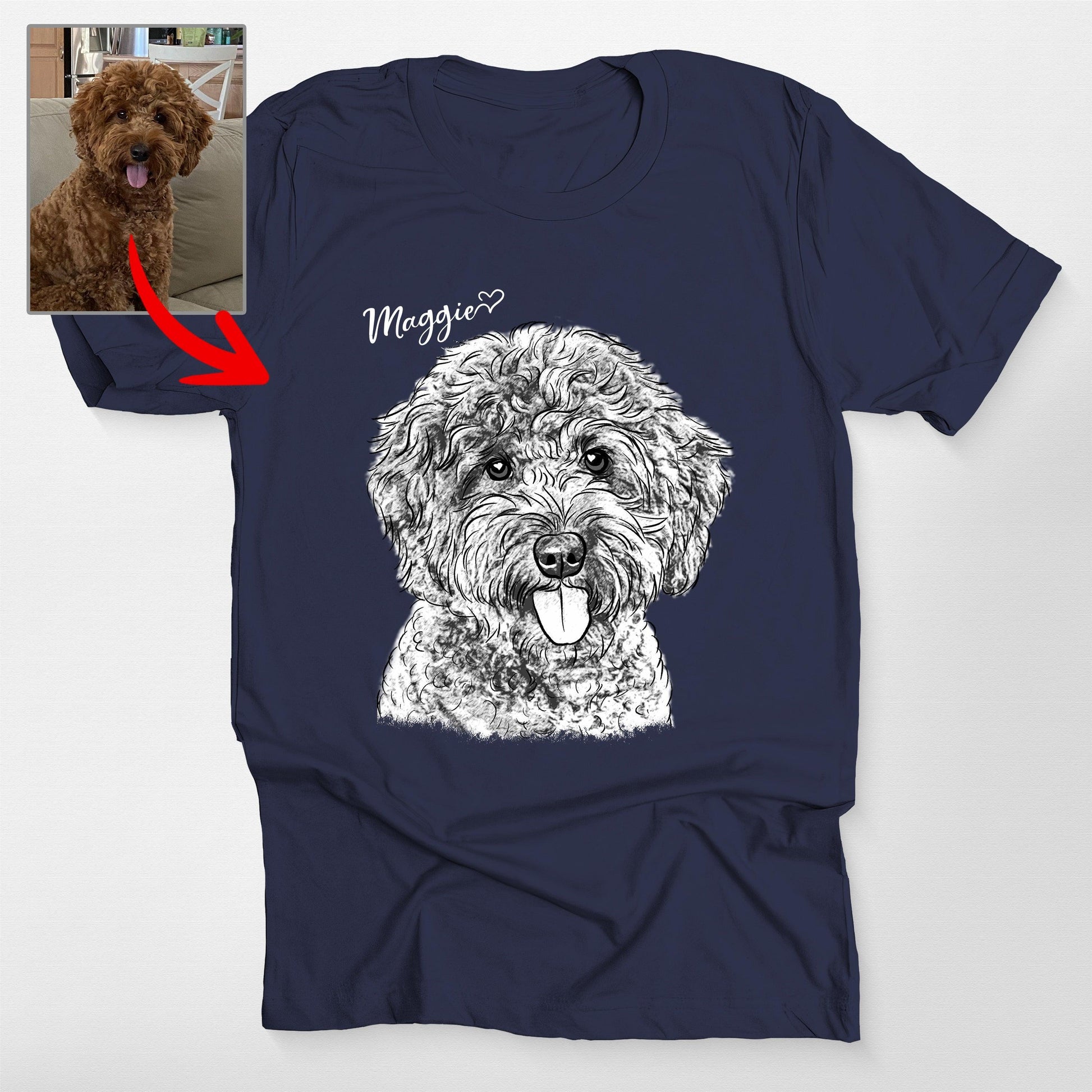 Custom Hand Drawn Dog Sketch Bella Canvas Shirt Fo, custom pet portrait gift for pet lovers (view 6)
