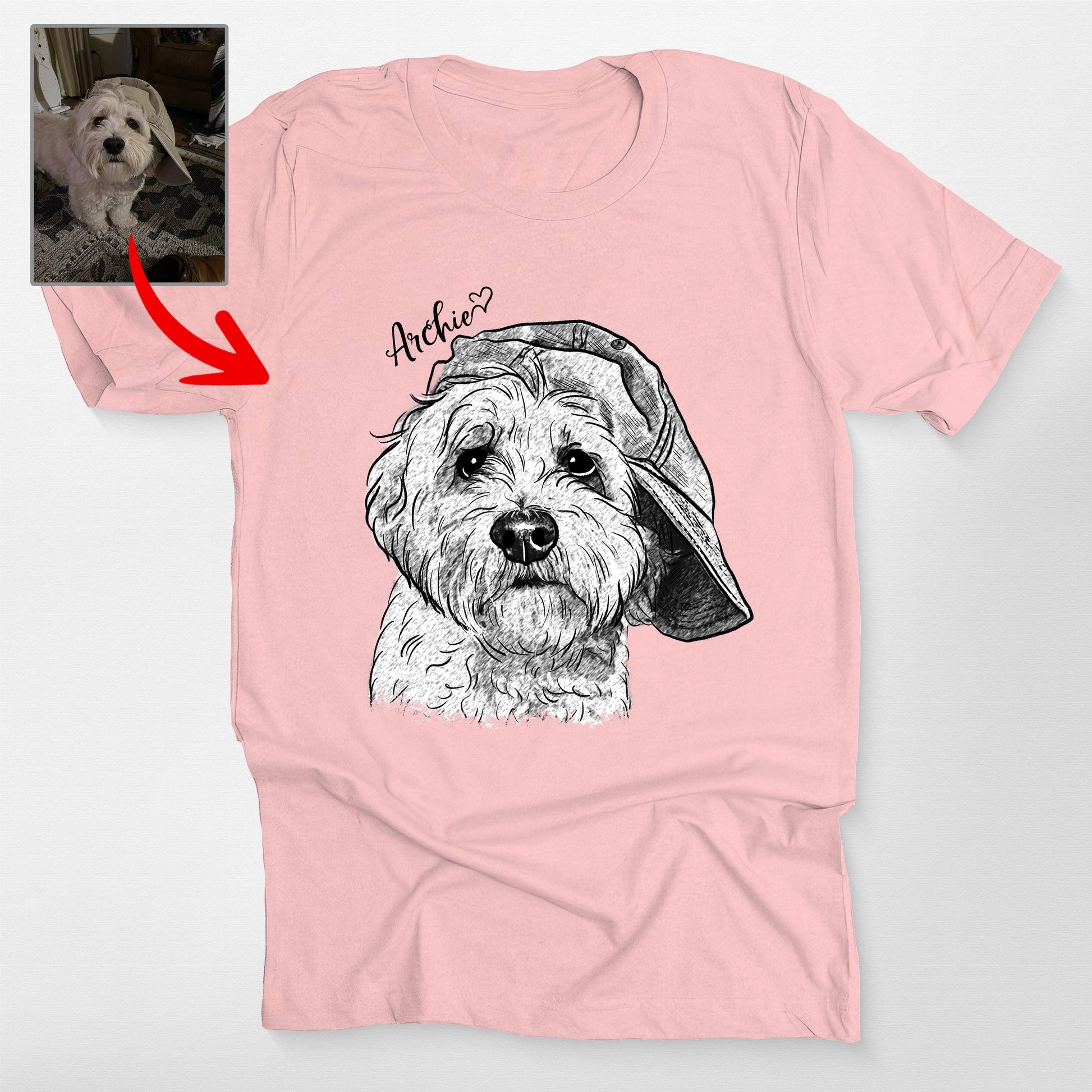 Custom Hand Drawn Dog Sketch Bella Canvas Shirt Fo, custom pet portrait gift for pet lovers (view 7)