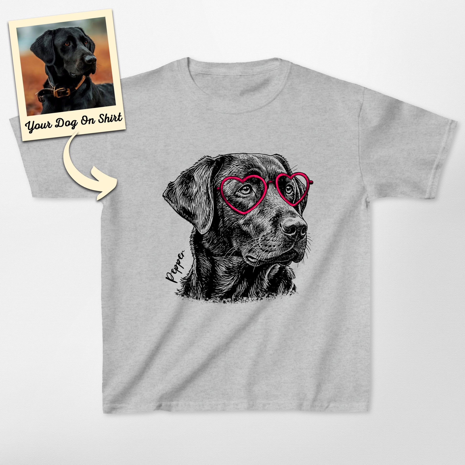 Custom Heart Glasses Gildan Kid Shirt (view 4)