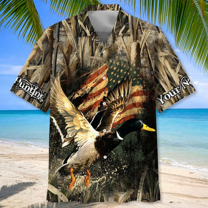 Custom Name America Duck Hunting Hawaiian Shirt