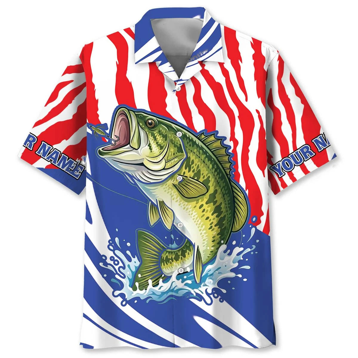 Custom Name Bass Fishing Team Hawaiian Shirt