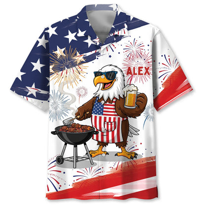 Custom Name Eagle Grilling Party Hawaiian Shirt
