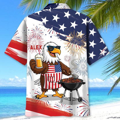 Custom Name Eagle Grilling Party Hawaiian Shirt