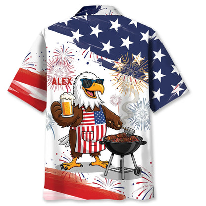 Custom Name Eagle Grilling Party Hawaiian Shirt