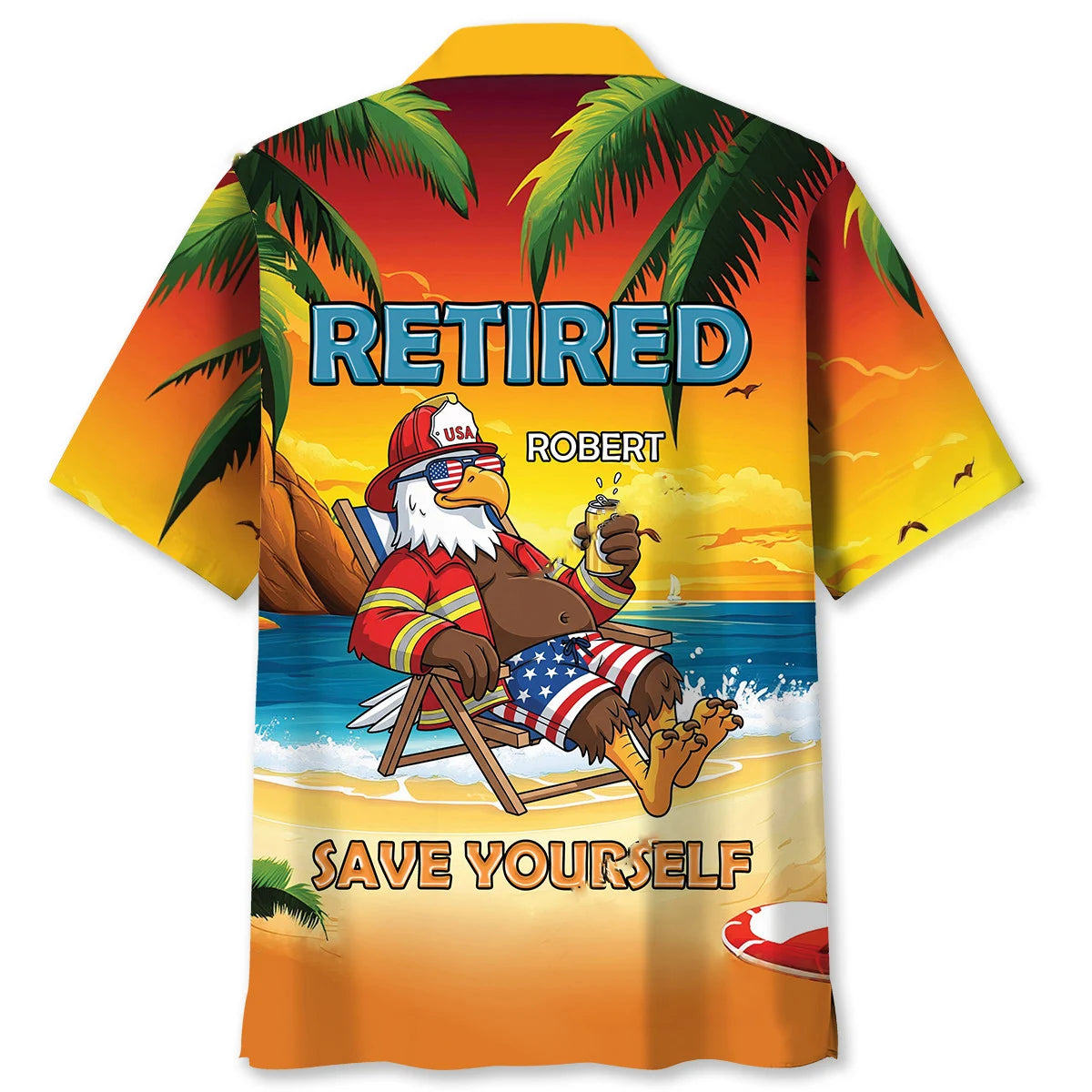 Custom Name Firefighter Summer Vacation Hawaiian Shirt