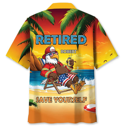Custom Name Firefighter Summer Vacation Hawaiian Shirt