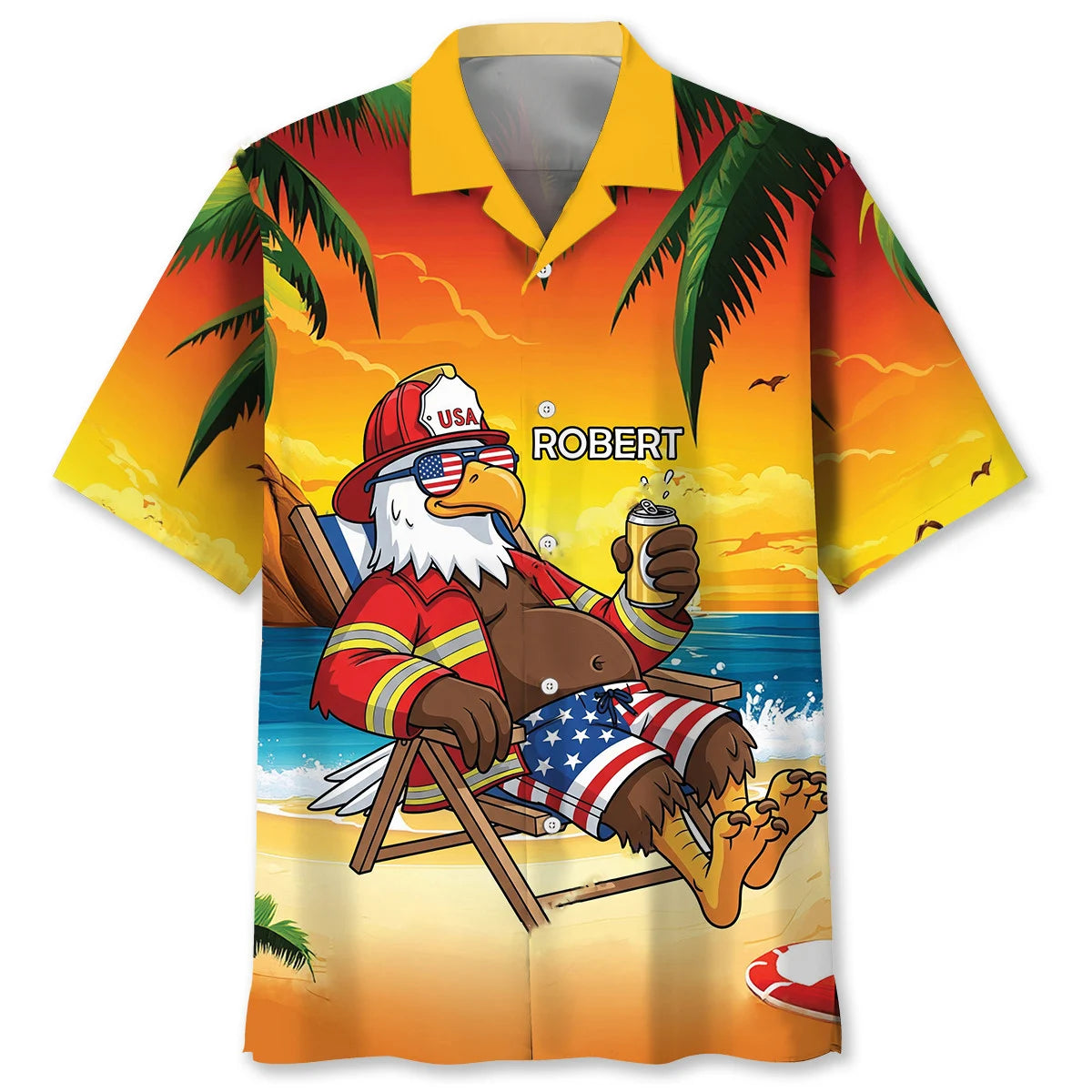 Custom Name Firefighter Summer Vacation Hawaiian Shirt