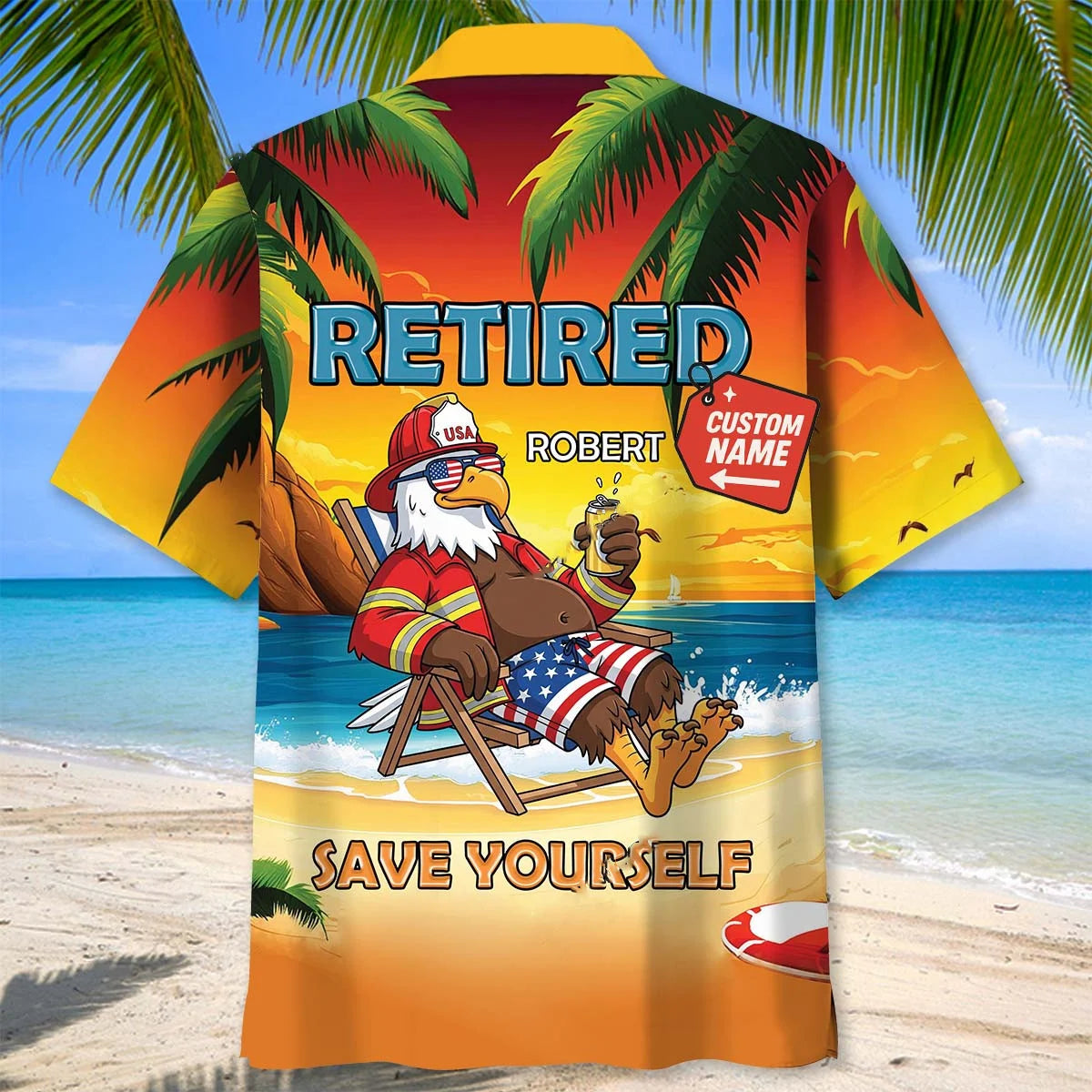 Custom Name Firefighter Summer Vacation Hawaiian Shirt