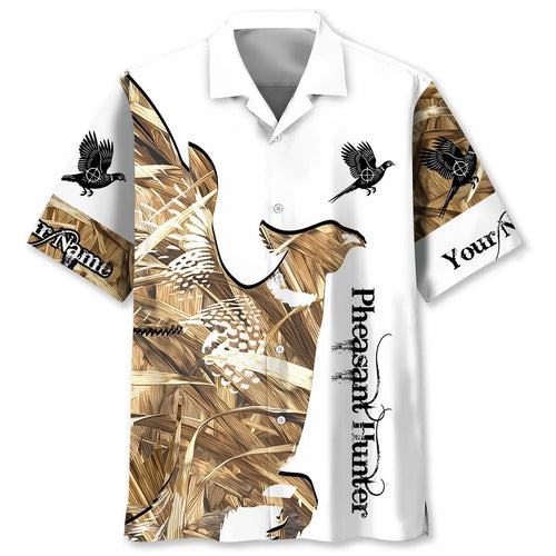 Custom Name Pheasant Bird Hunter Hawaiian Shirt