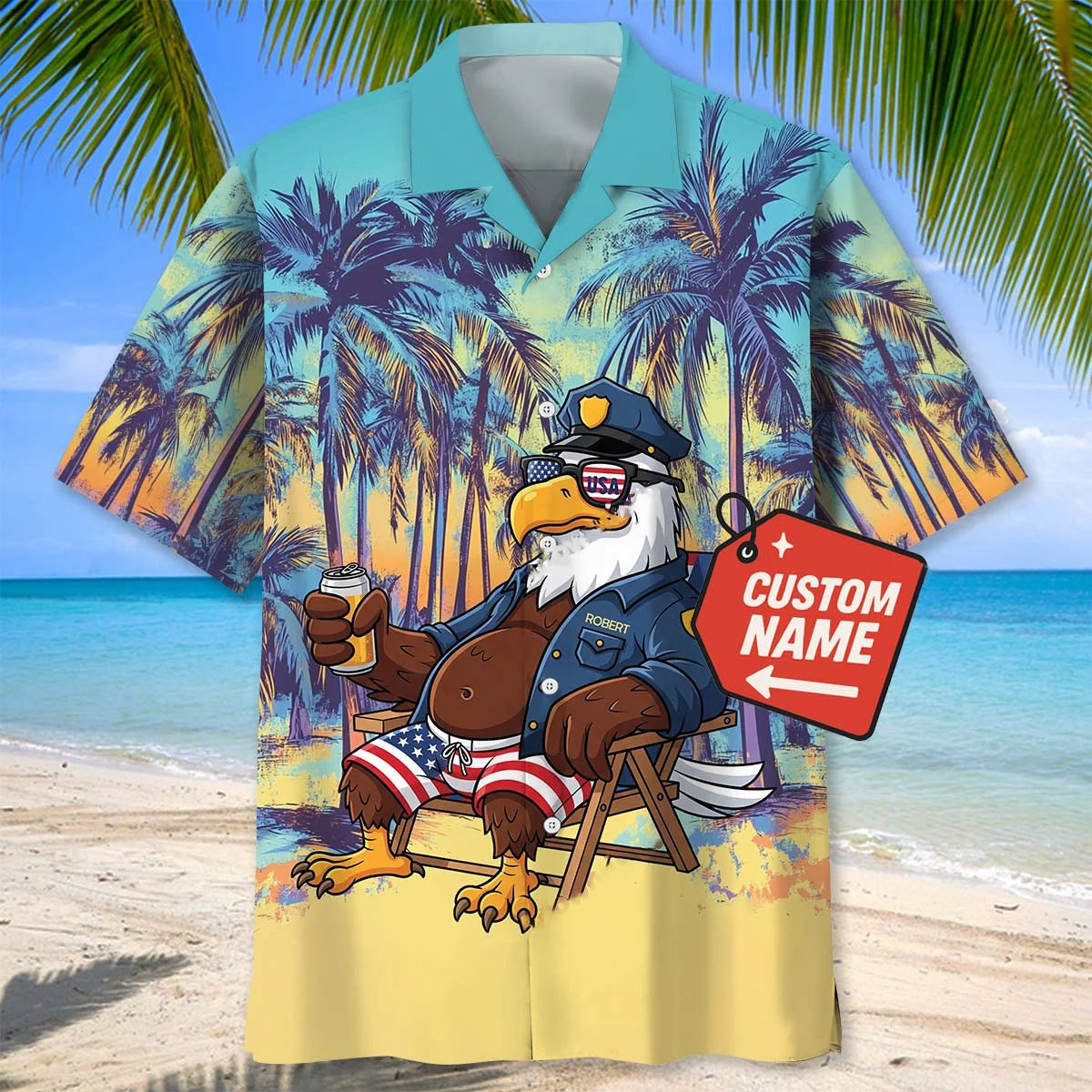 Custom Name Police Summer Vacation Hawaiian Shirt