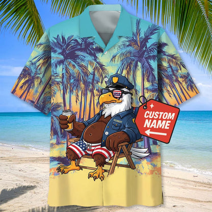 Custom Name Police Summer Vacation Hawaiian Shirt